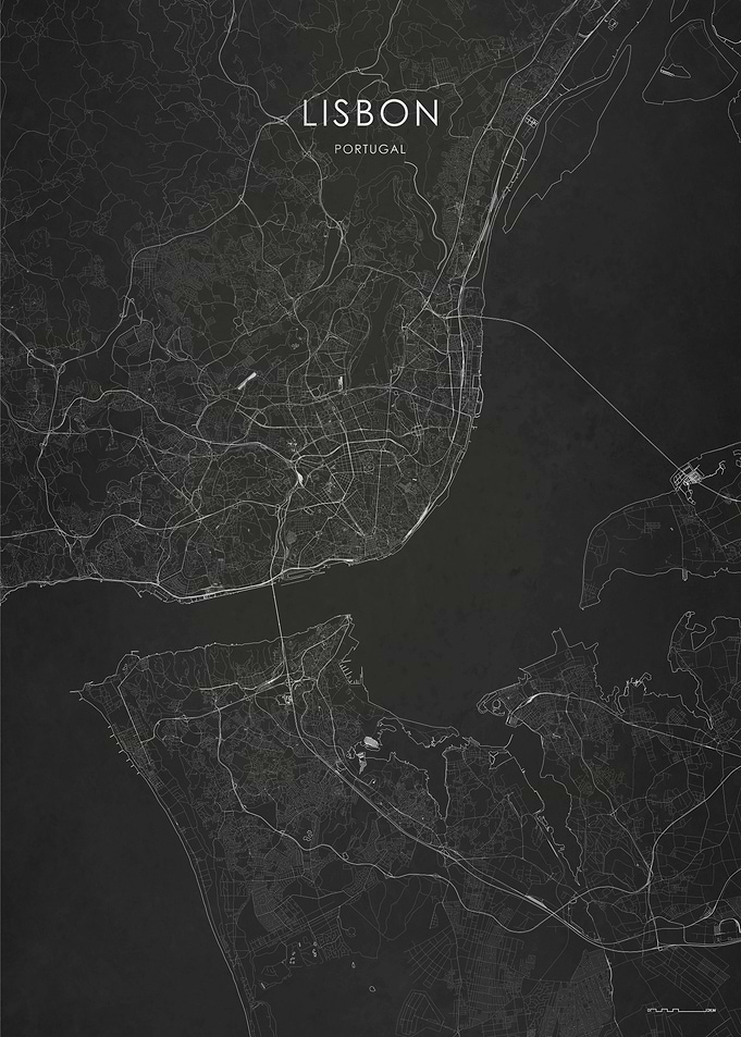 Silver Lisbon City Map