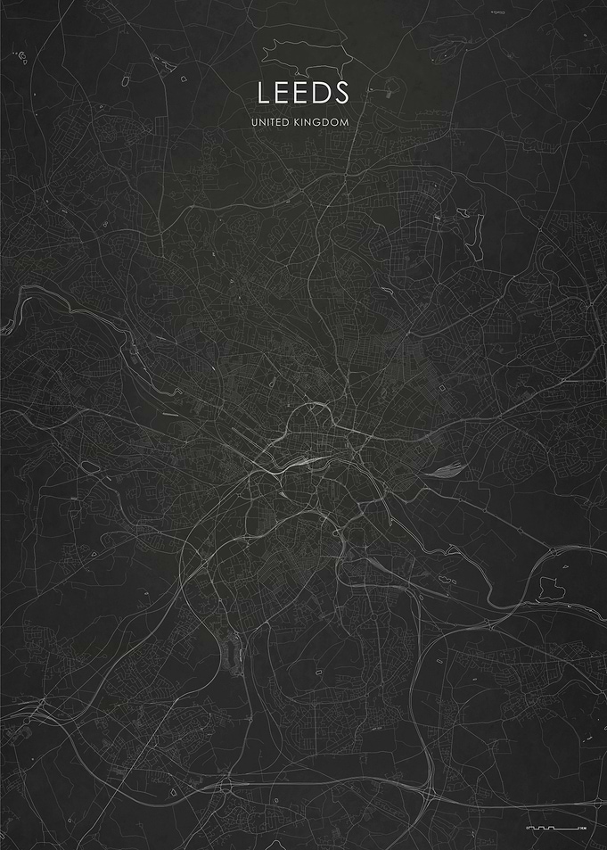 Silver Leeds City Map