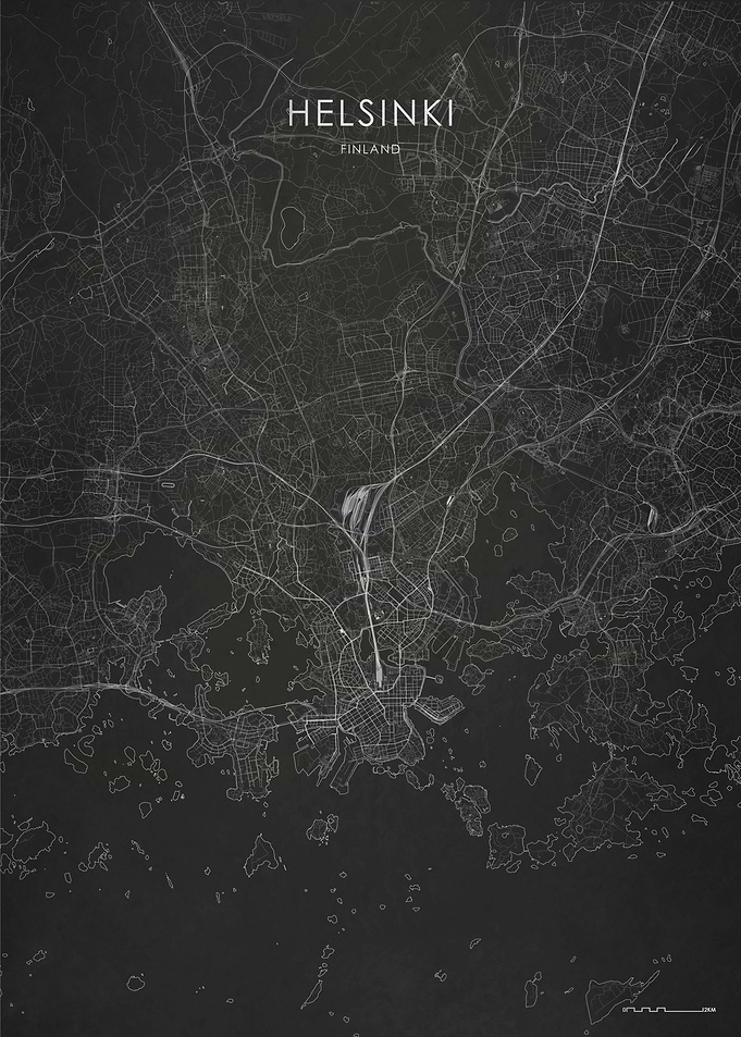 Silver Helsinki City Map
