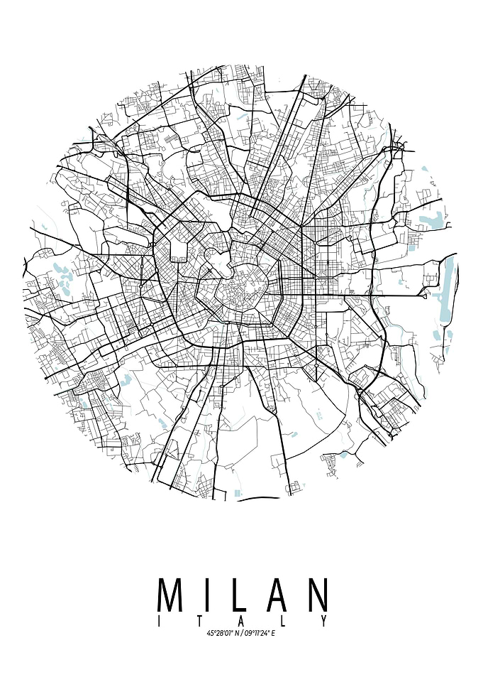 Milan City Map Circle