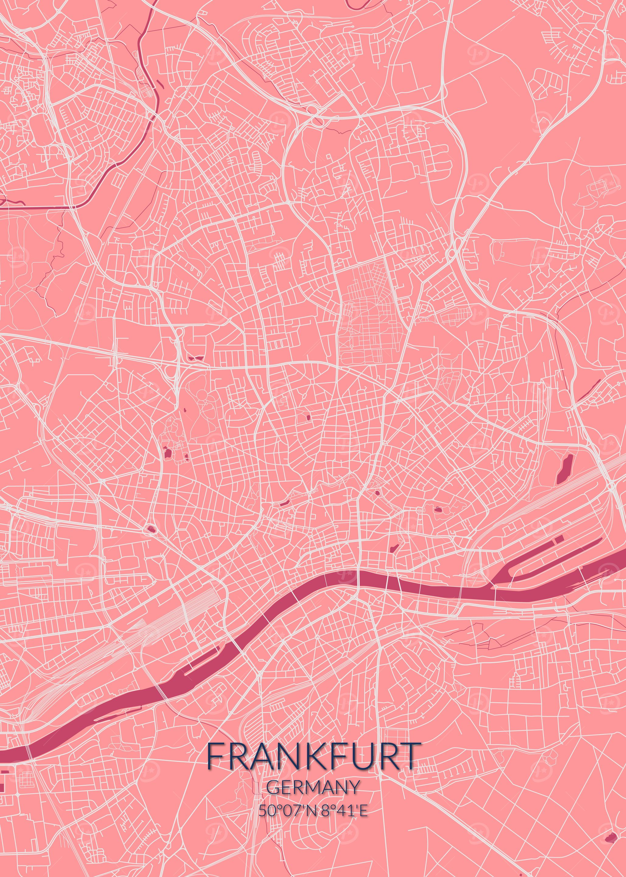 Frankfurt Pink Rose Map
