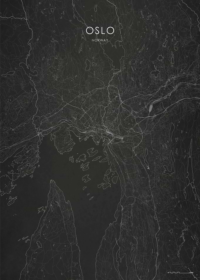 Silver Oslo City Map