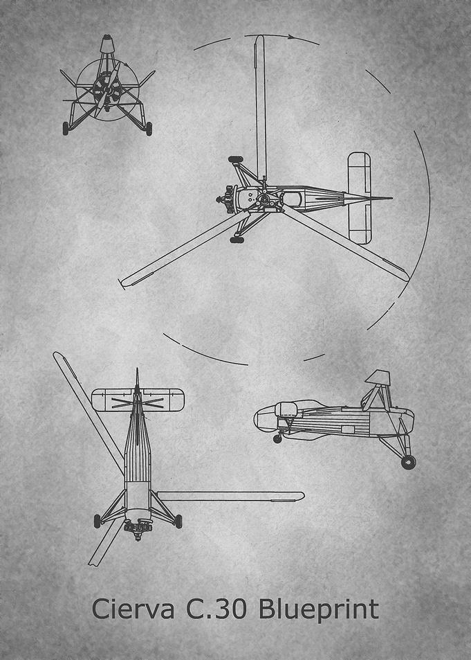 Cierva C30 Blueprint gray