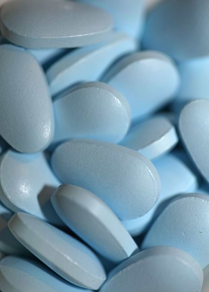 Blue pharmaceutical pills