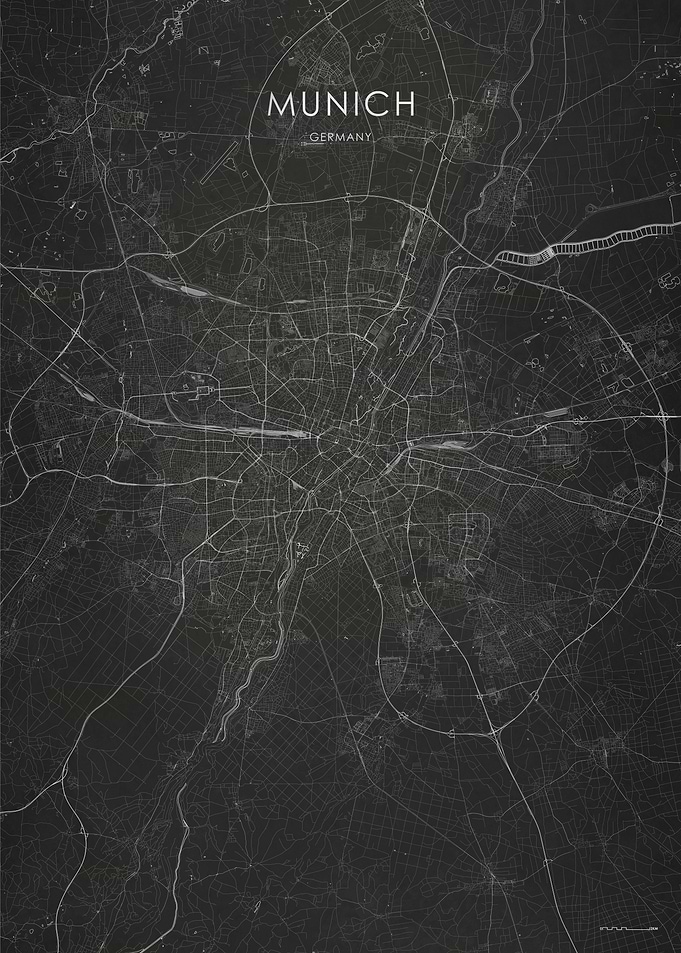 Silver Munich City Map