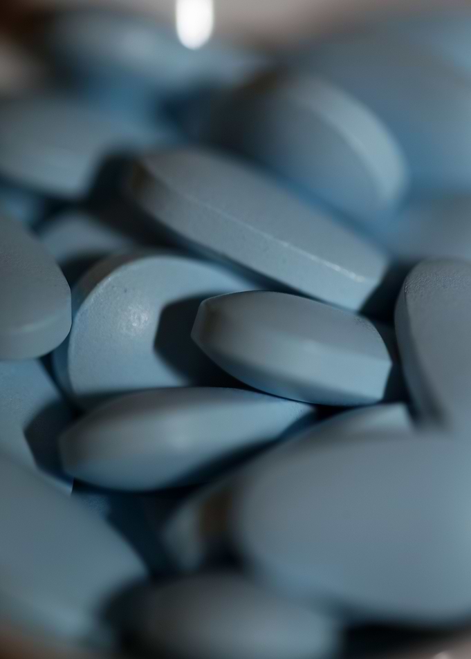 Blue pharmaceutical pills