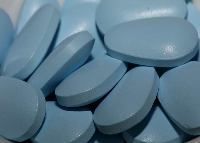 Blue pharmaceutical pills