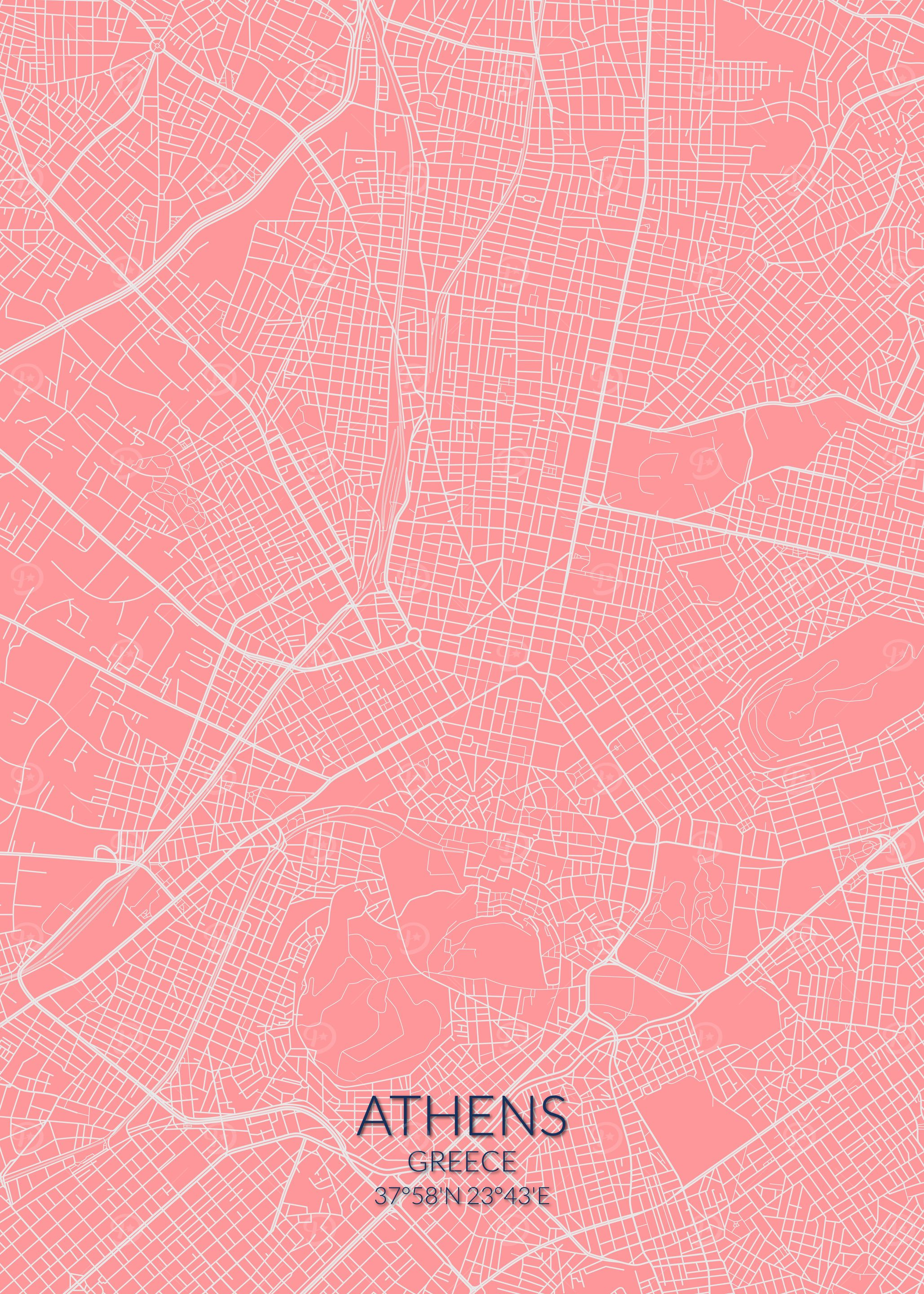 Athens Pink Rose Map