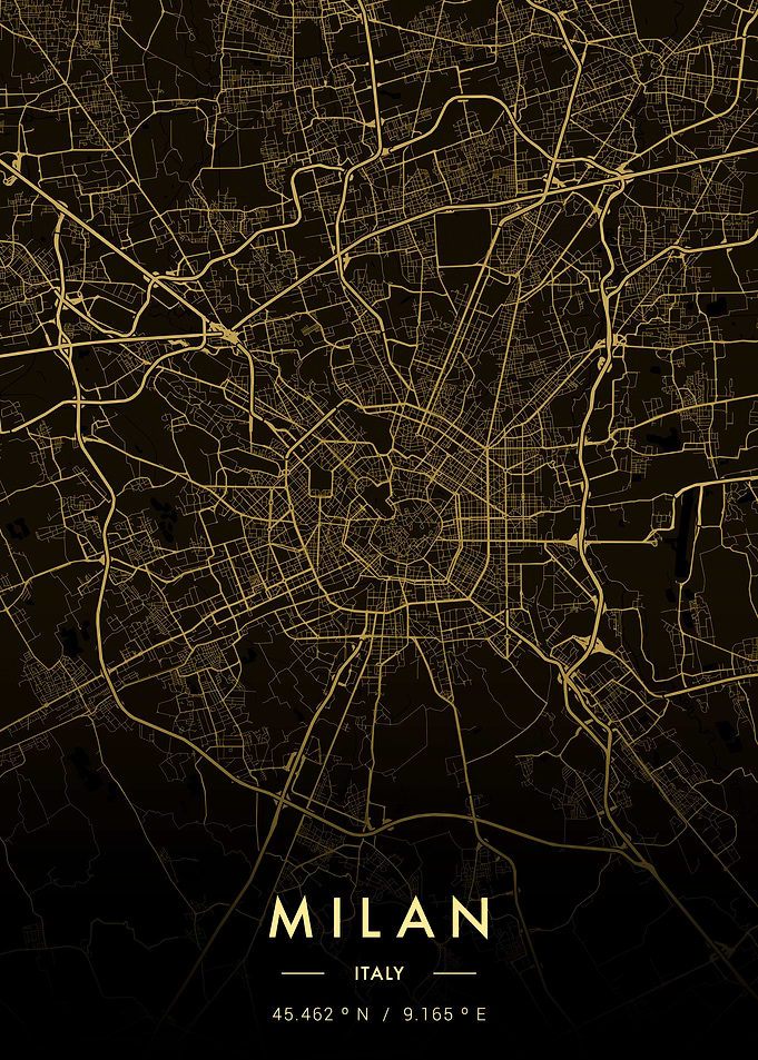 Milan City Map Gold