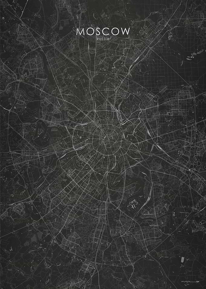 Silver Moscow City Map