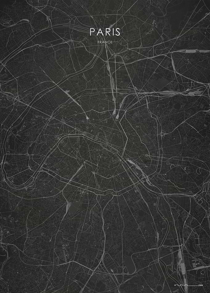 Silver Paris City Map