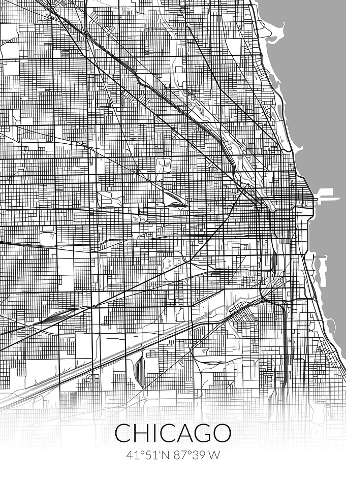 Chicago City Map White