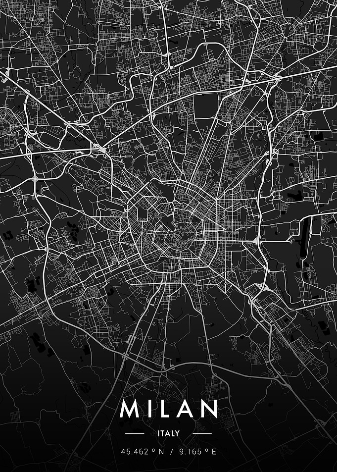 Milan City Map Dark