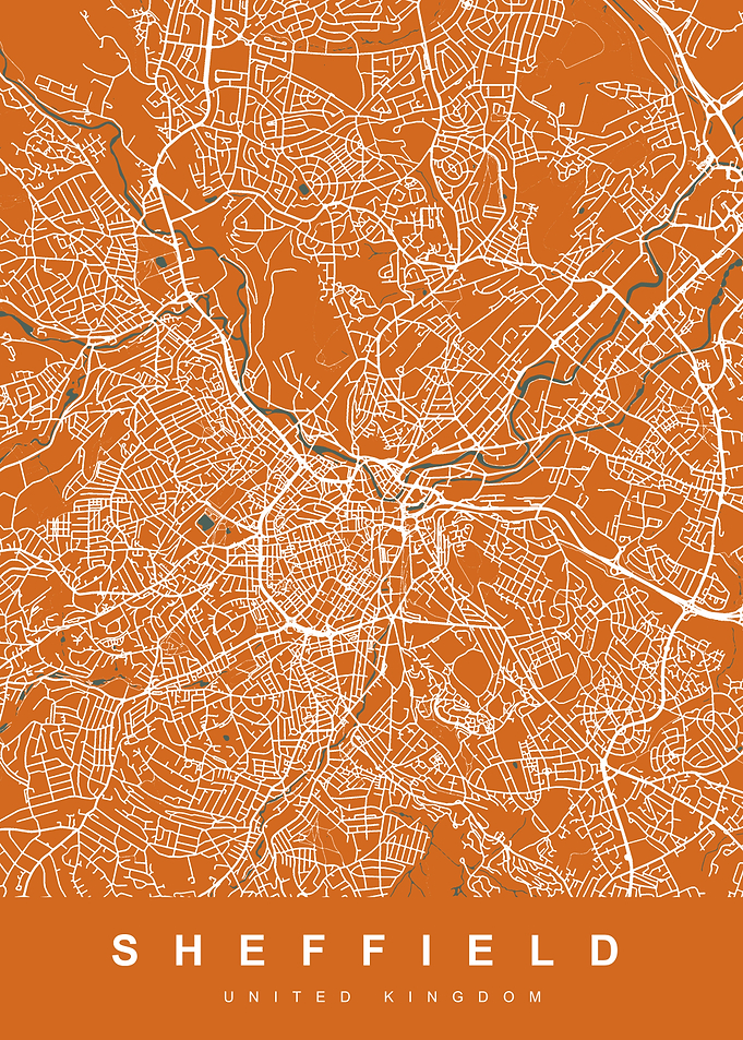 SHEFFIELD map UK Orange