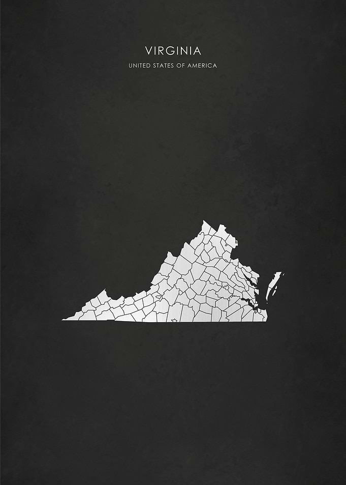 Silver Virginia State Map
