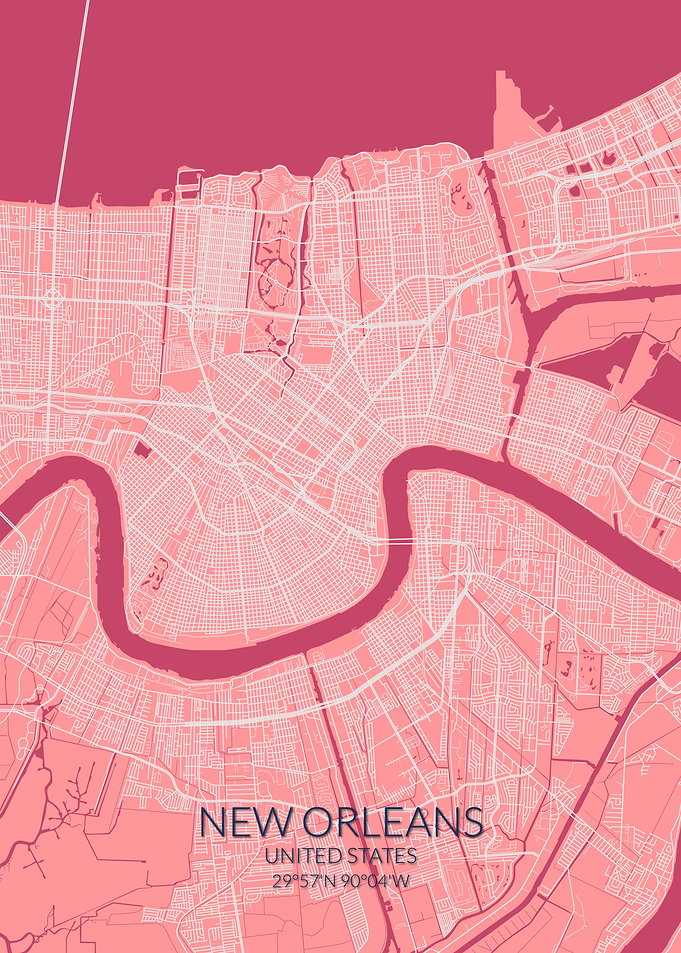 New Orleans Pink Rose Map