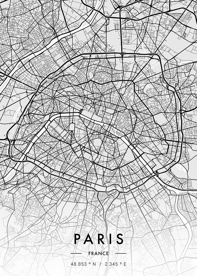 Paris City Map White