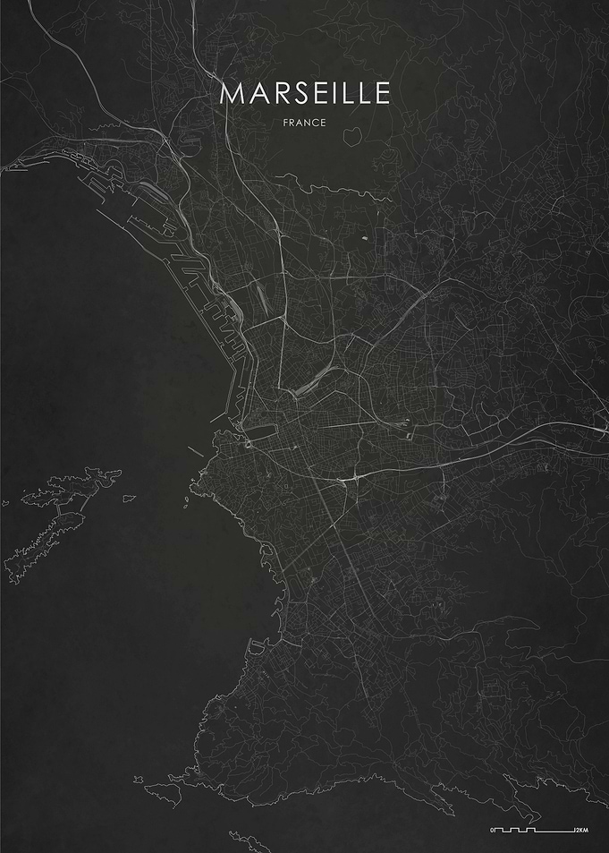 Silver Marseille City Map