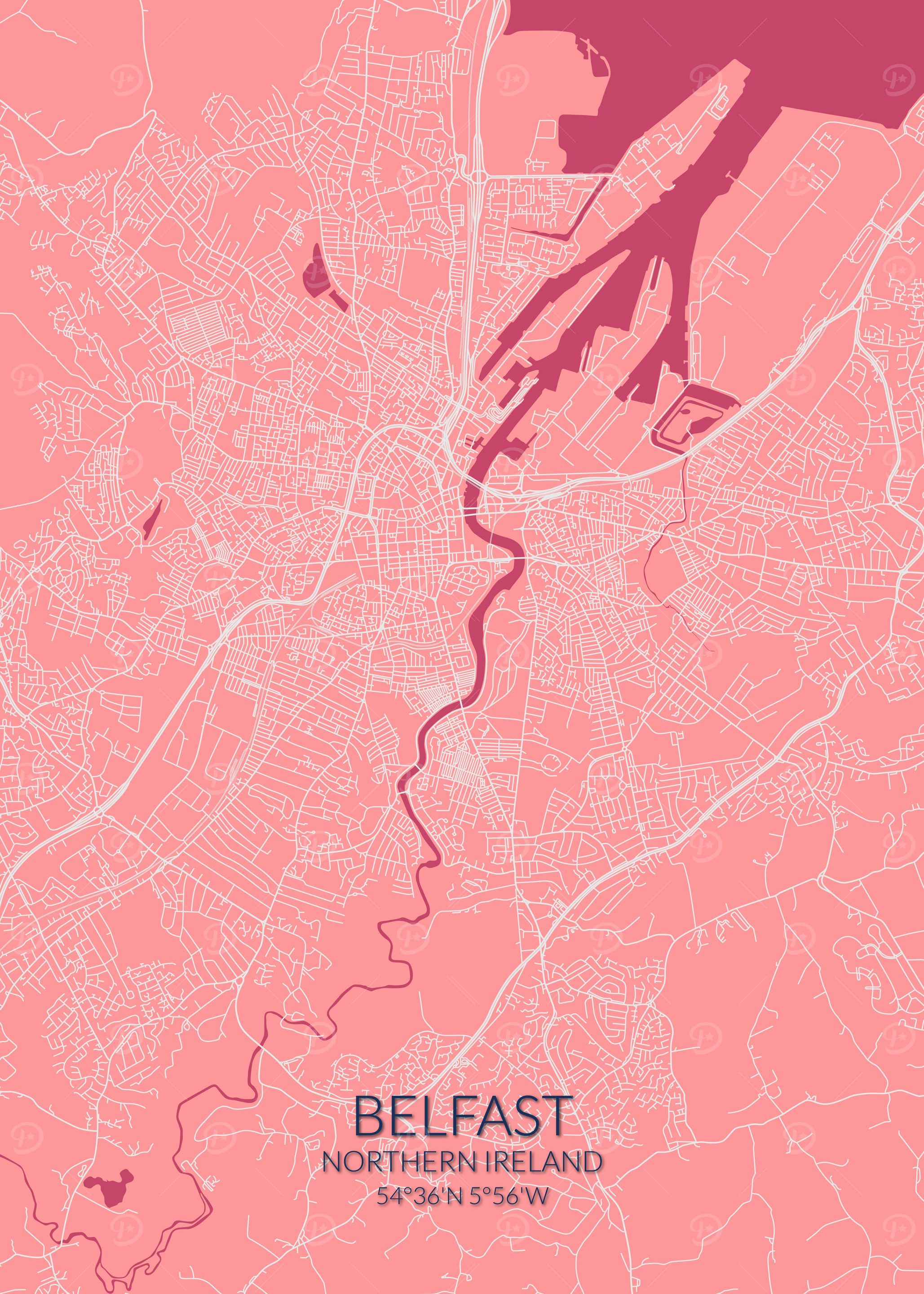 Belfast Pink Rose Map