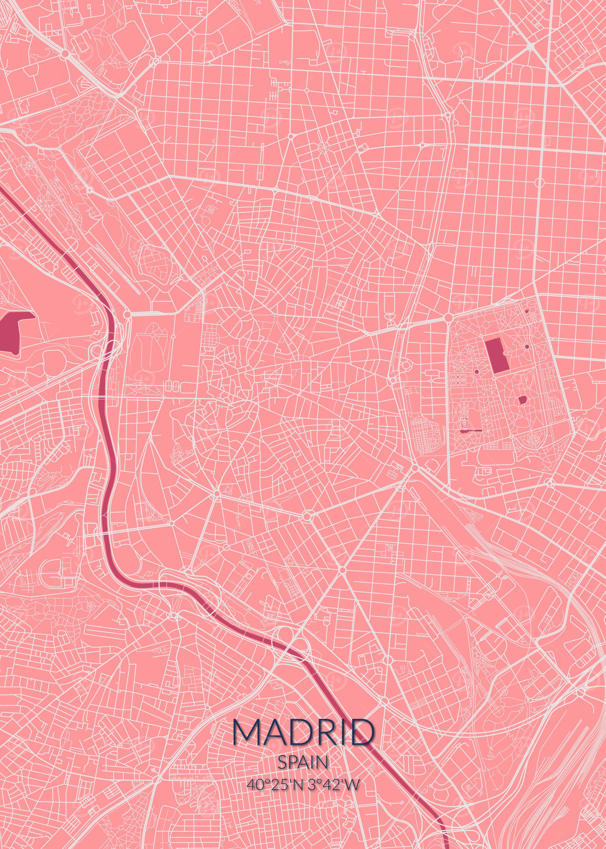 Madrid Pink Rose Map