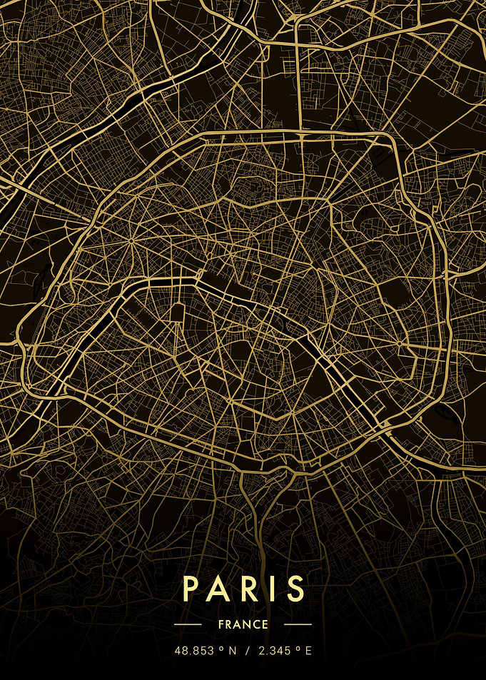 Paris City Map Gold