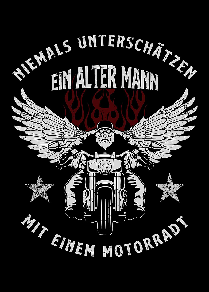 Old man with a motorcycle