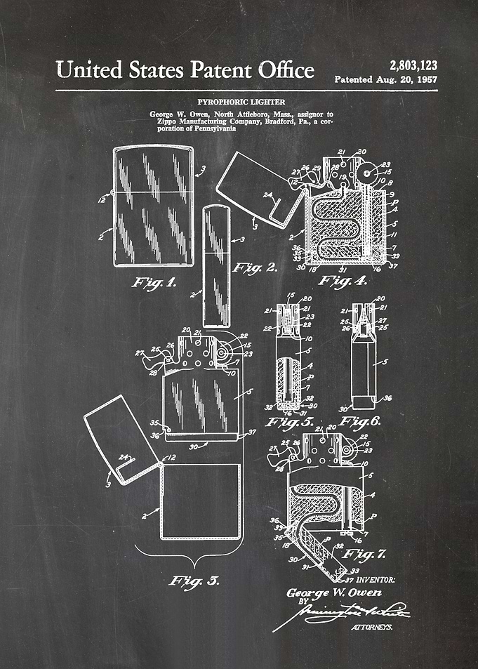 34 1957 Zippo Lighter Pat