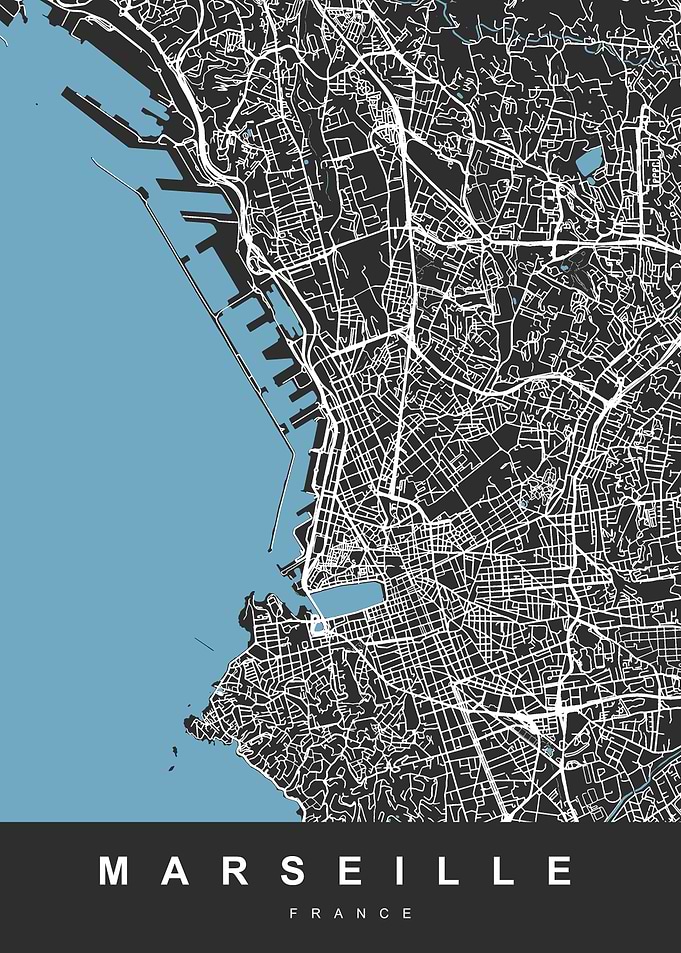MARSEILLE map France Black