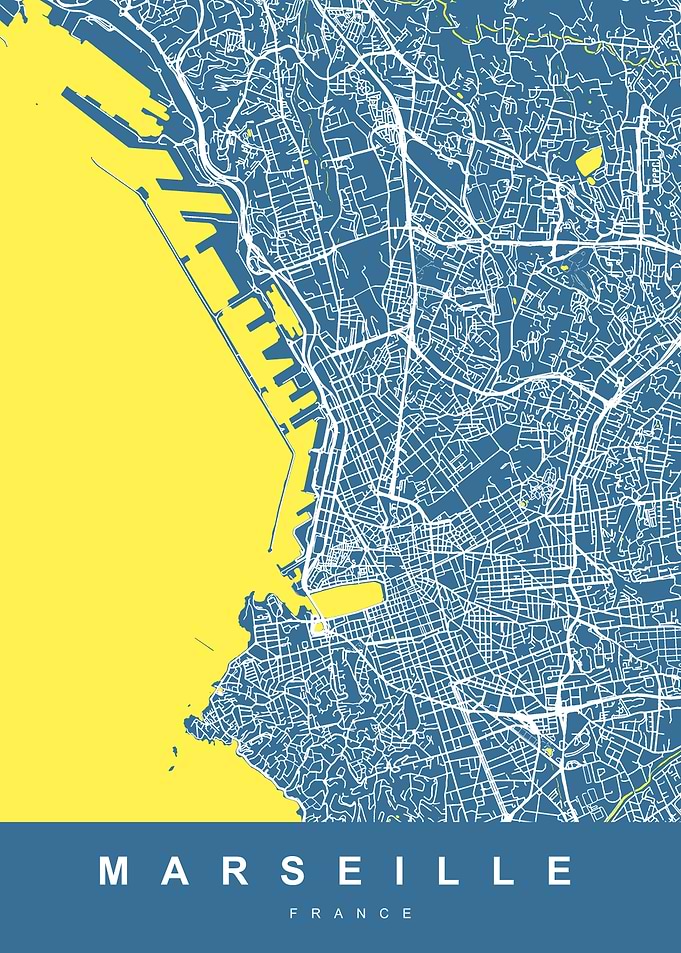 MARSEILLE map France Blue
