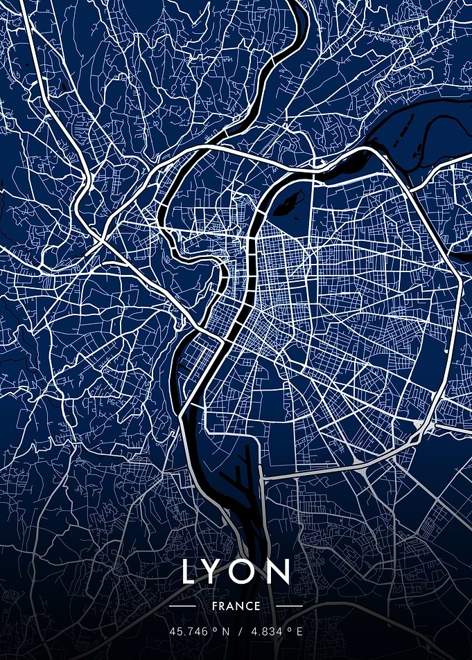 Lyon City Map Blueprint