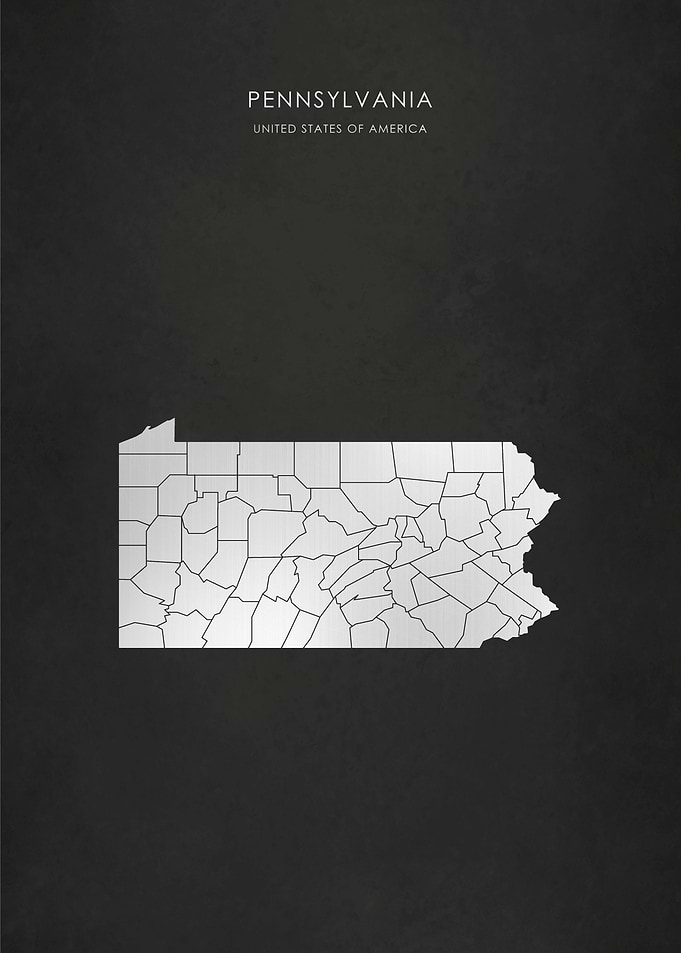 Silver Pennsylvania Map