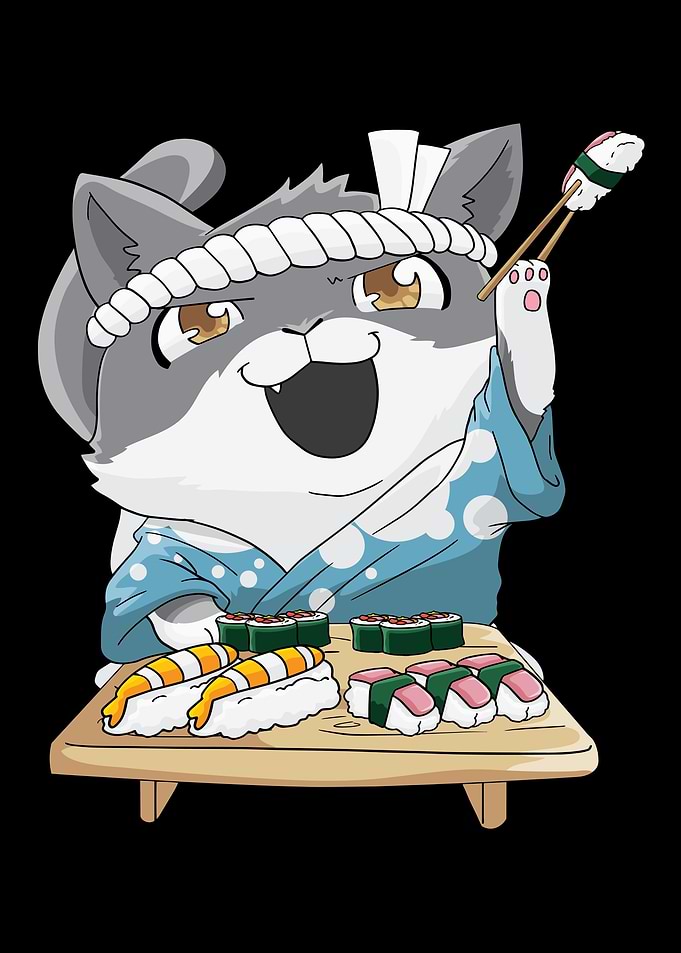Cat Sushi Anime Kawaii
