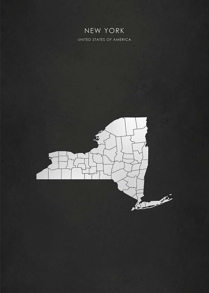 Silver New York State Map