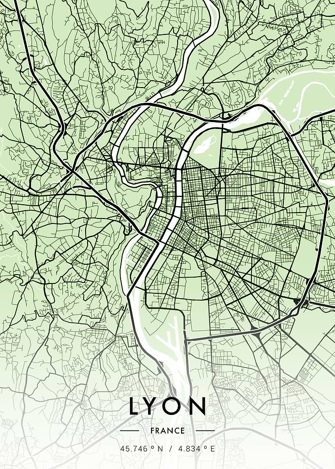 Lyon City Map Green