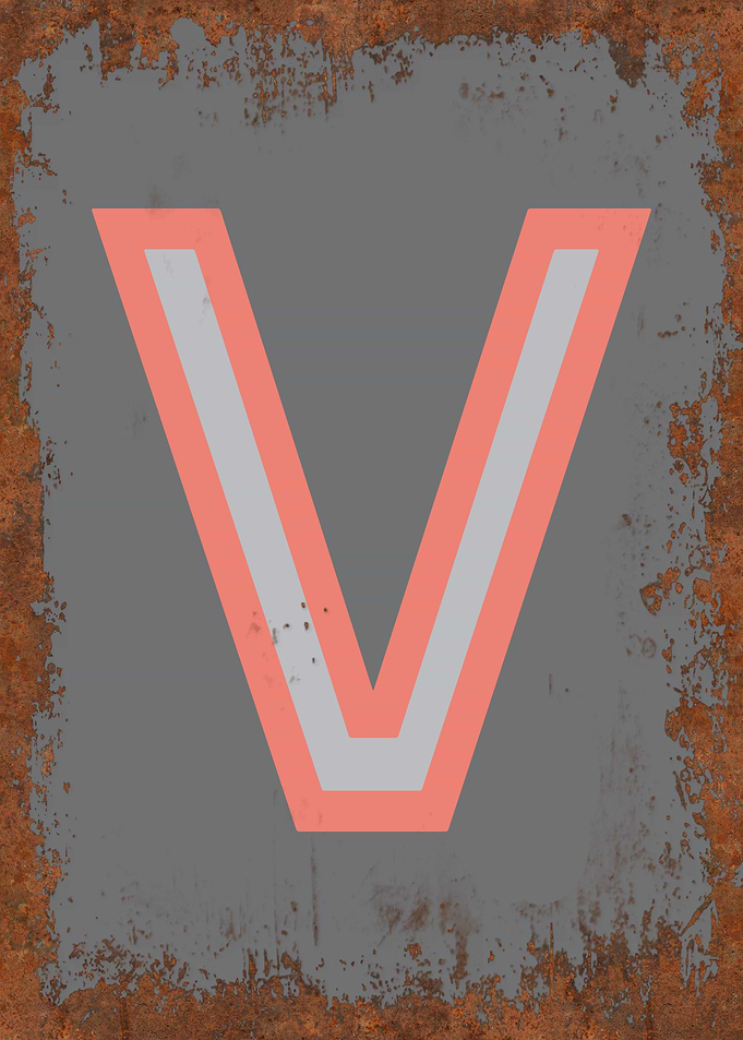 Rusted Funky Letter V