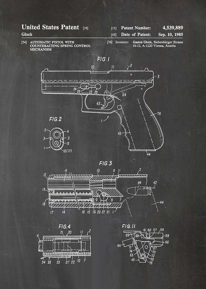 9 Glock Pistol Patent 198