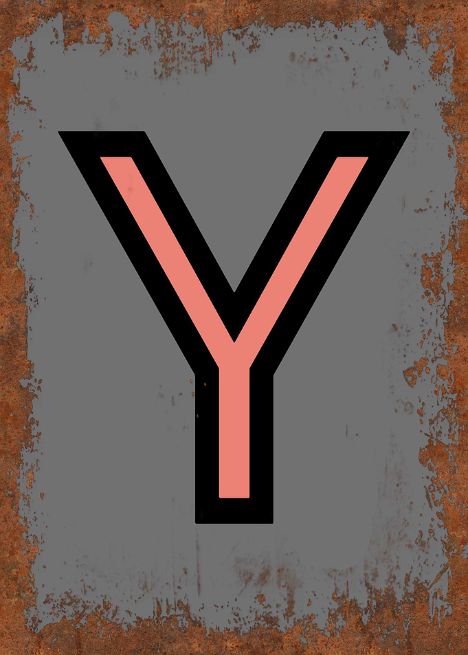 Rusted Funky Letter Y