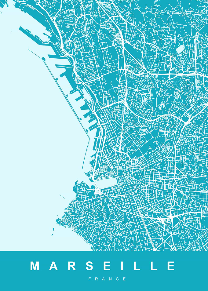 MARSEILLE map France Aqua