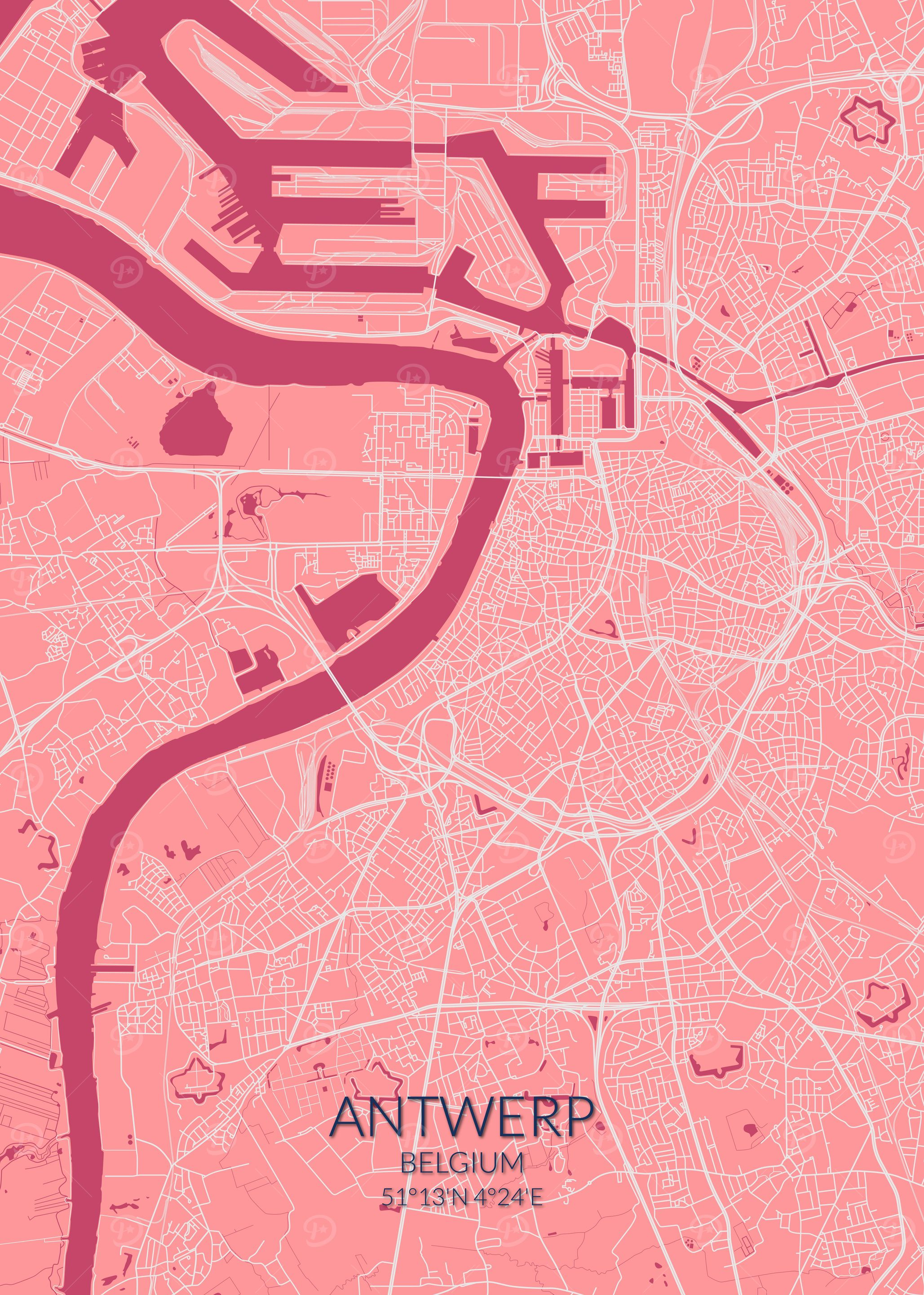 Antwerp Pink Rose Map