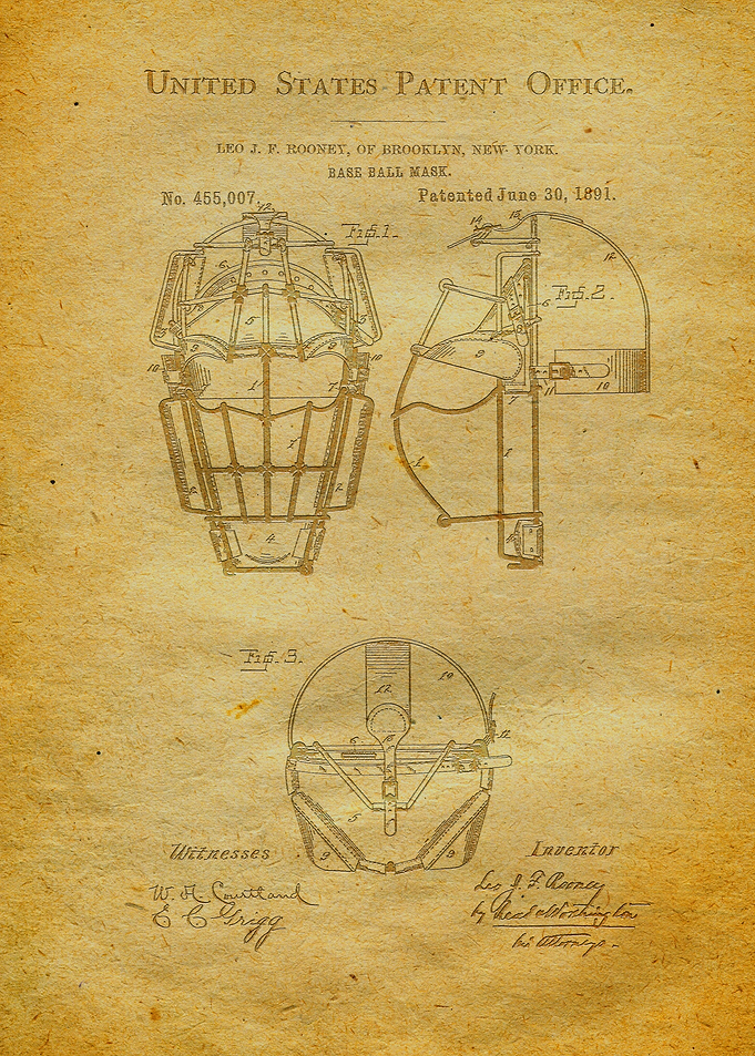 90 Baseball Mask Patent