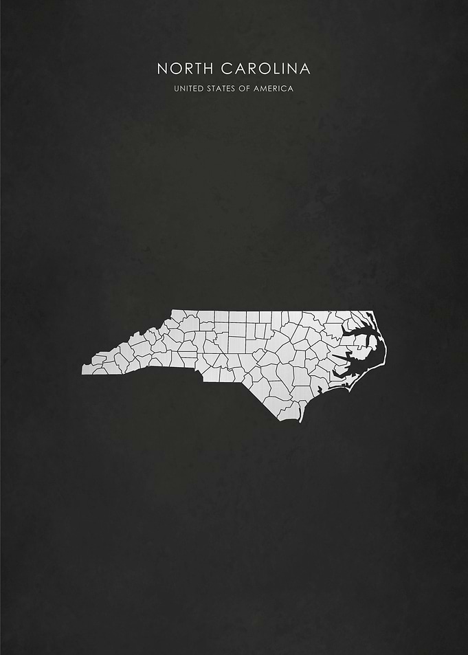 Silver North Carolina Map