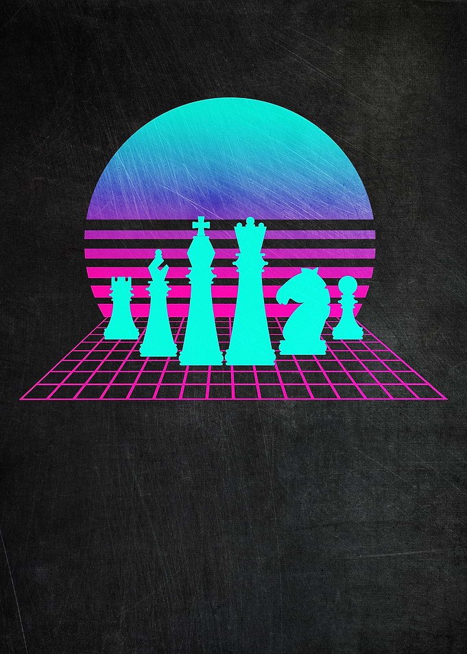 Chess Neon Retrowave