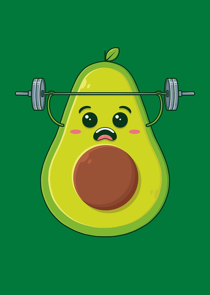 Hard Work Avocado Kawaii