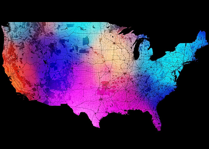 Dark Neon USA Map