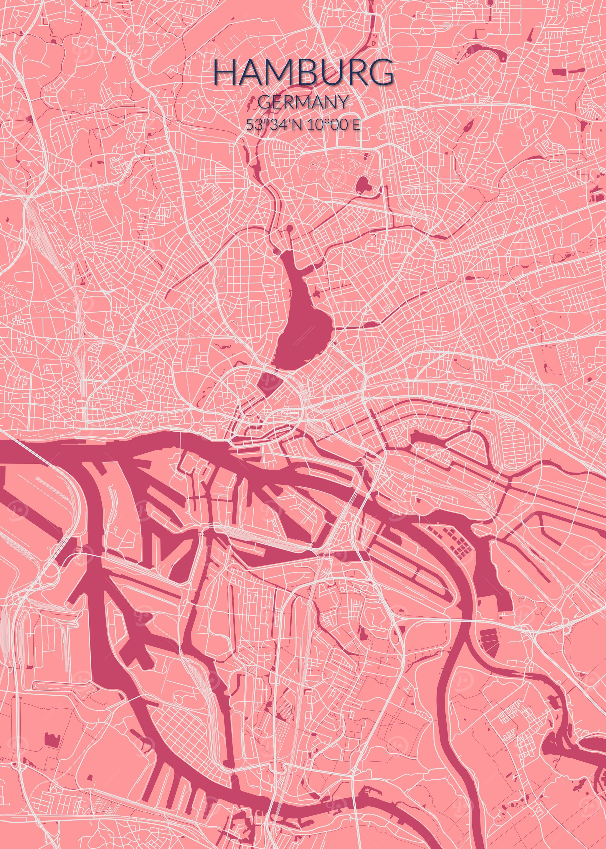 Hamburg Pink Rose Map