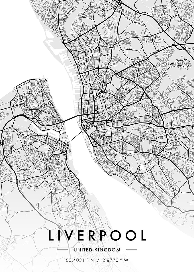 Liverpool City Map White