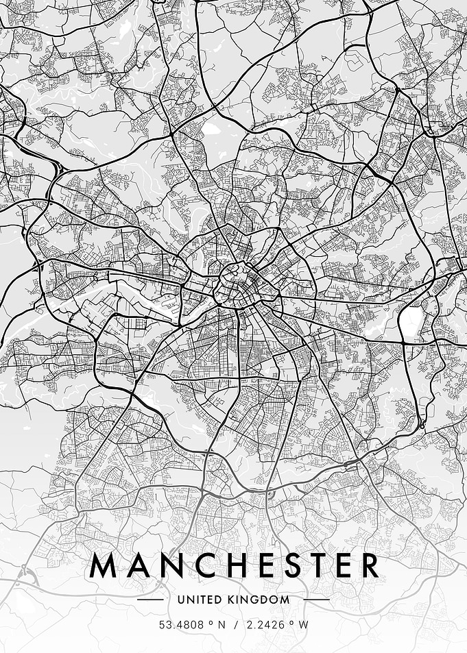 Manchester City Map White