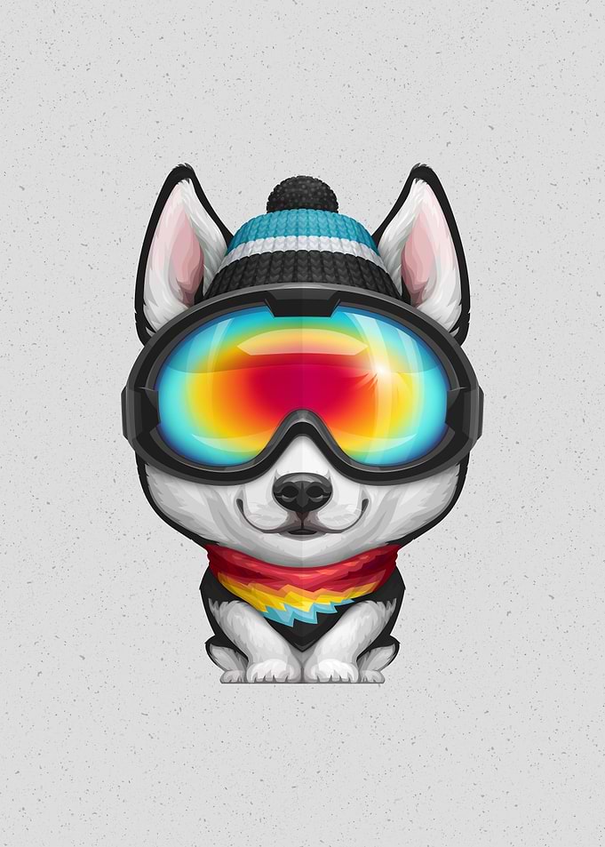 Husky Wearing Ski Goggles