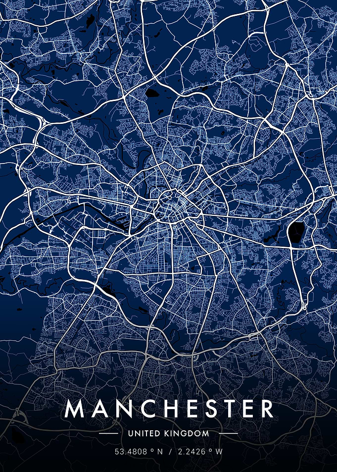 Manchester City Map Blue