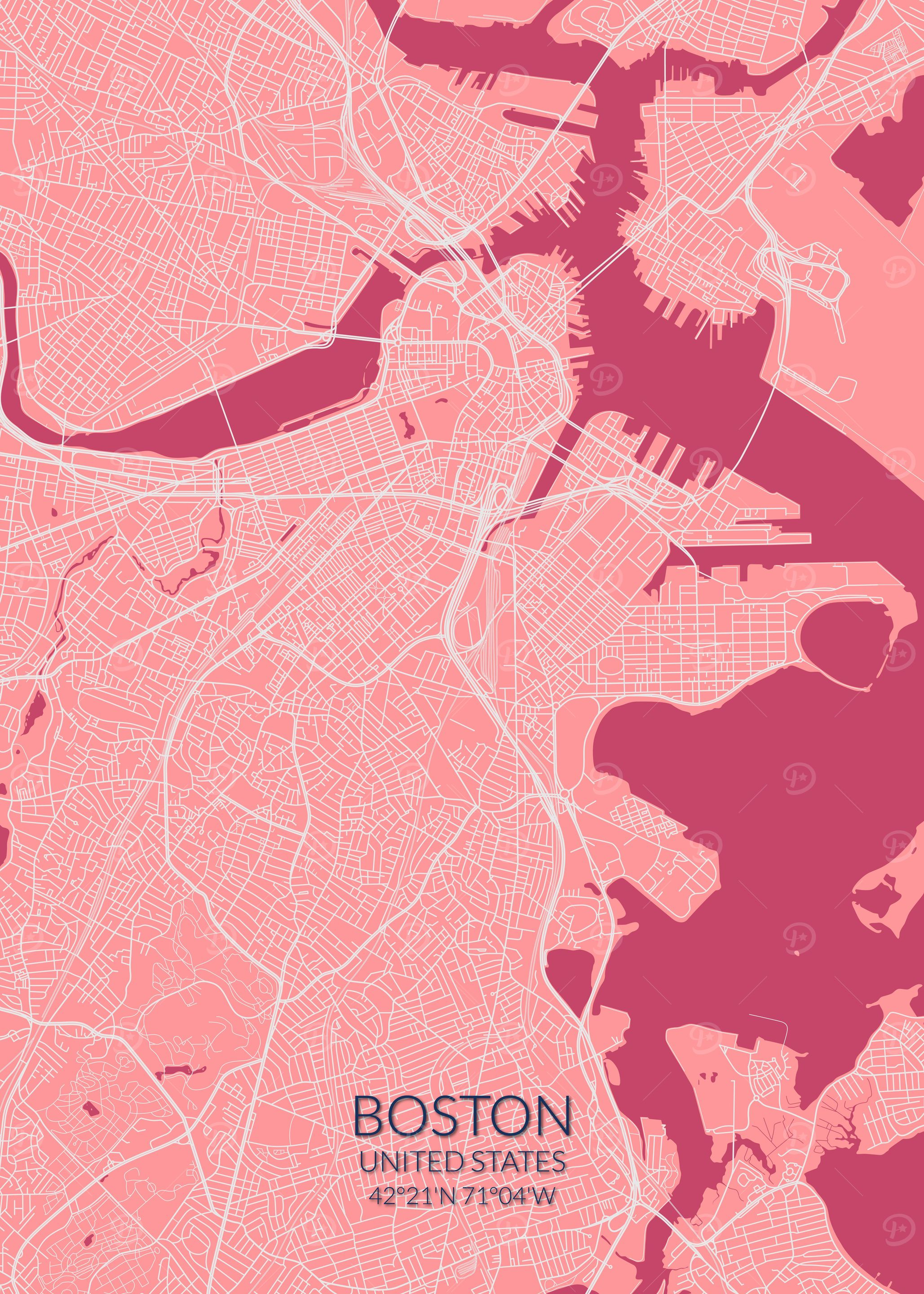 Boston Pink Rose Map